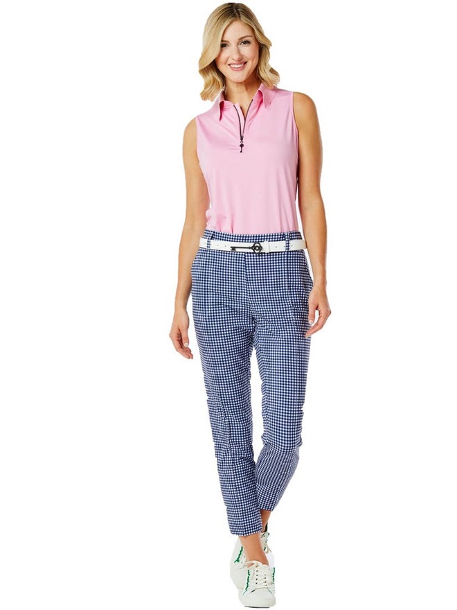 Belyn Key Bk Sport Crop Golf Pant Navy White Check Plaid Size S